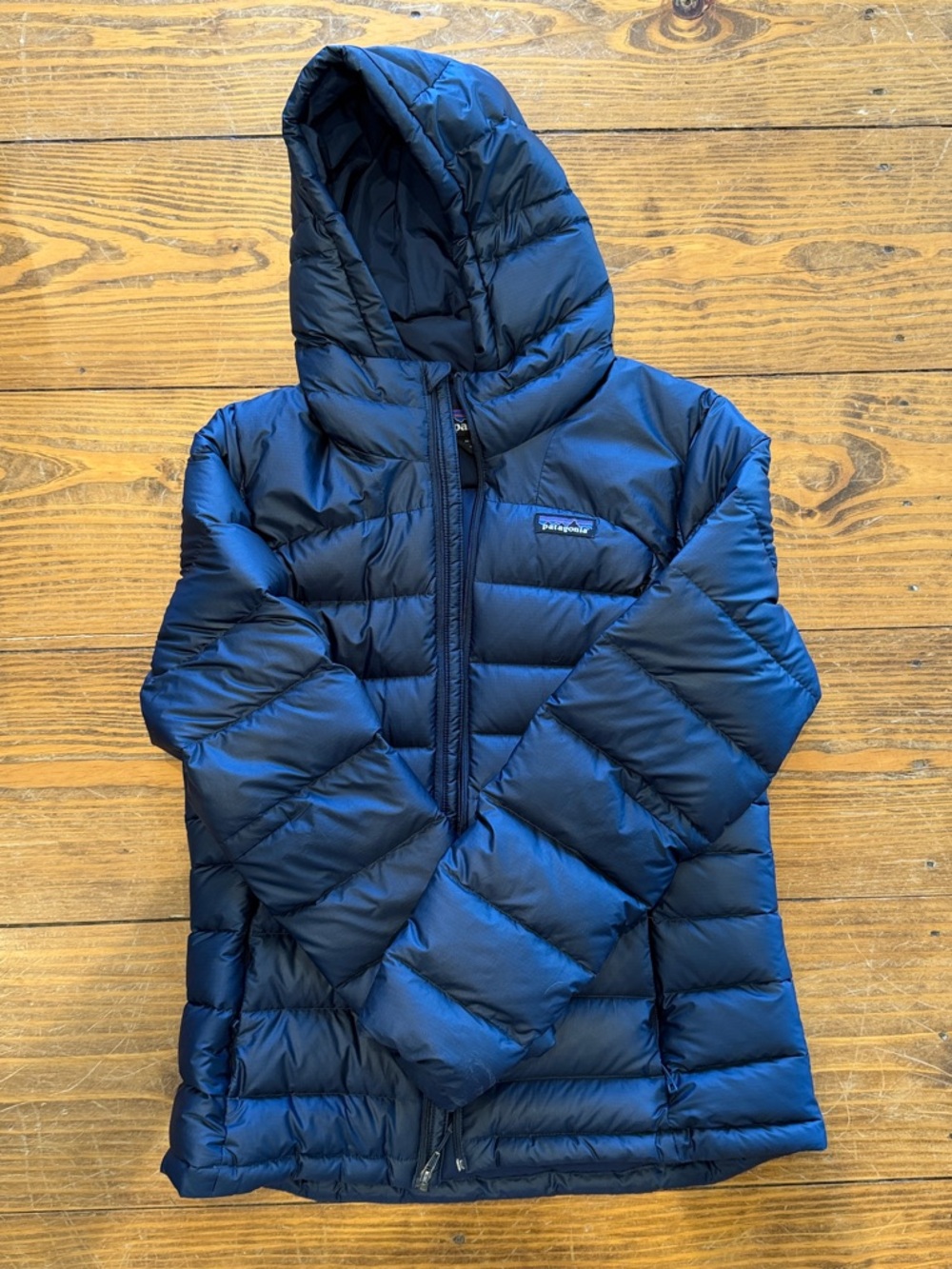 Patagonia Women's Hi Loft Down Navy Hoody Jacket